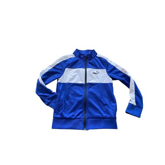 Puma Boys Tricot Track Zip Up Jacket Blue Size 6 Athleisure Streetwear Retro - Picture 1 of 10